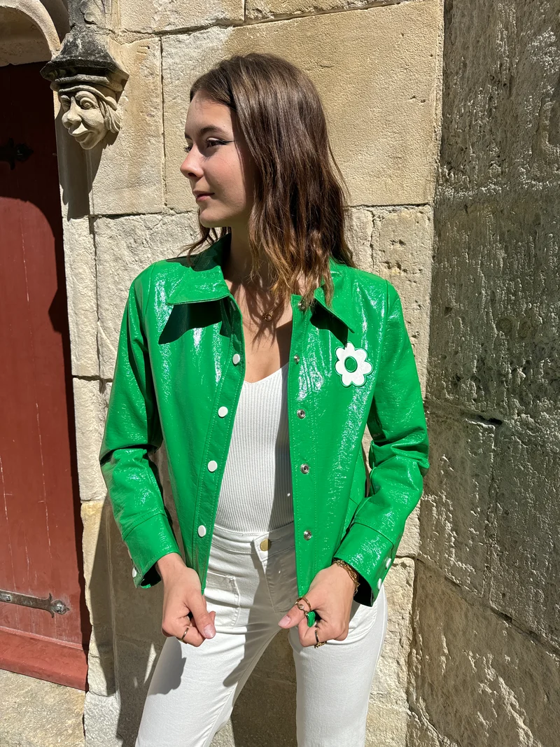 Veste vinyle vert brésil DAISY Hippocampe