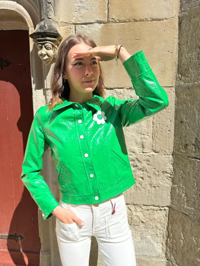 Veste vinyle vert brésil DAISY Hippocampe