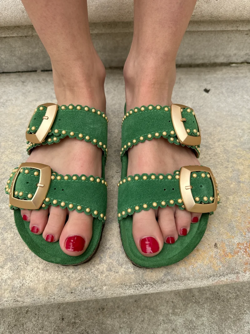 Mules vert gazon ARONA Semerdjian