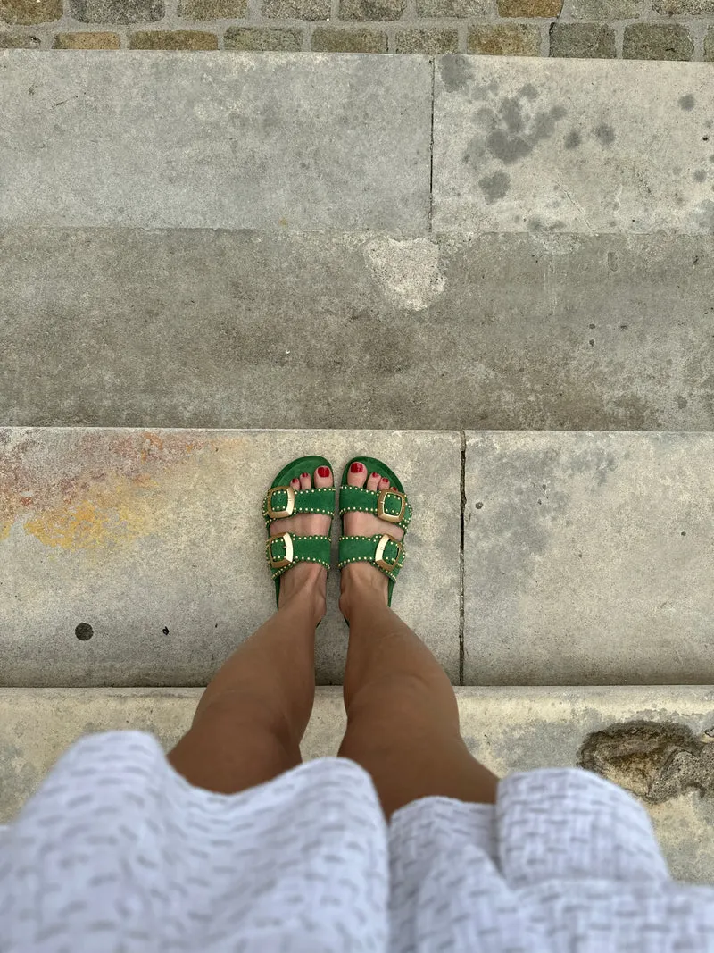Mules vert gazon ARONA Semerdjian