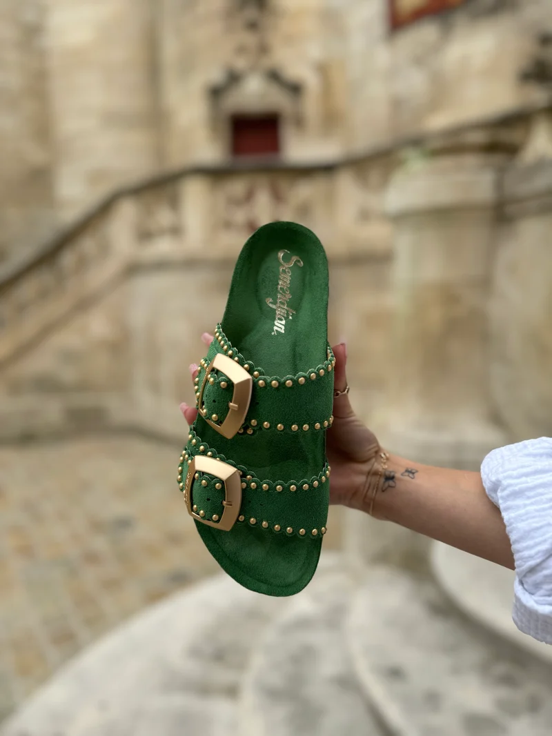 Mules vert gazon ARONA Semerdjian
