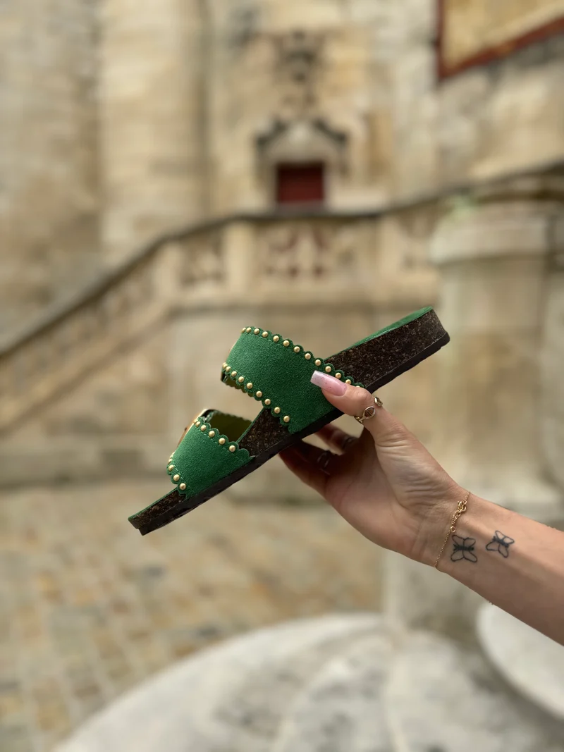 Mules vert gazon ARONA Semerdjian