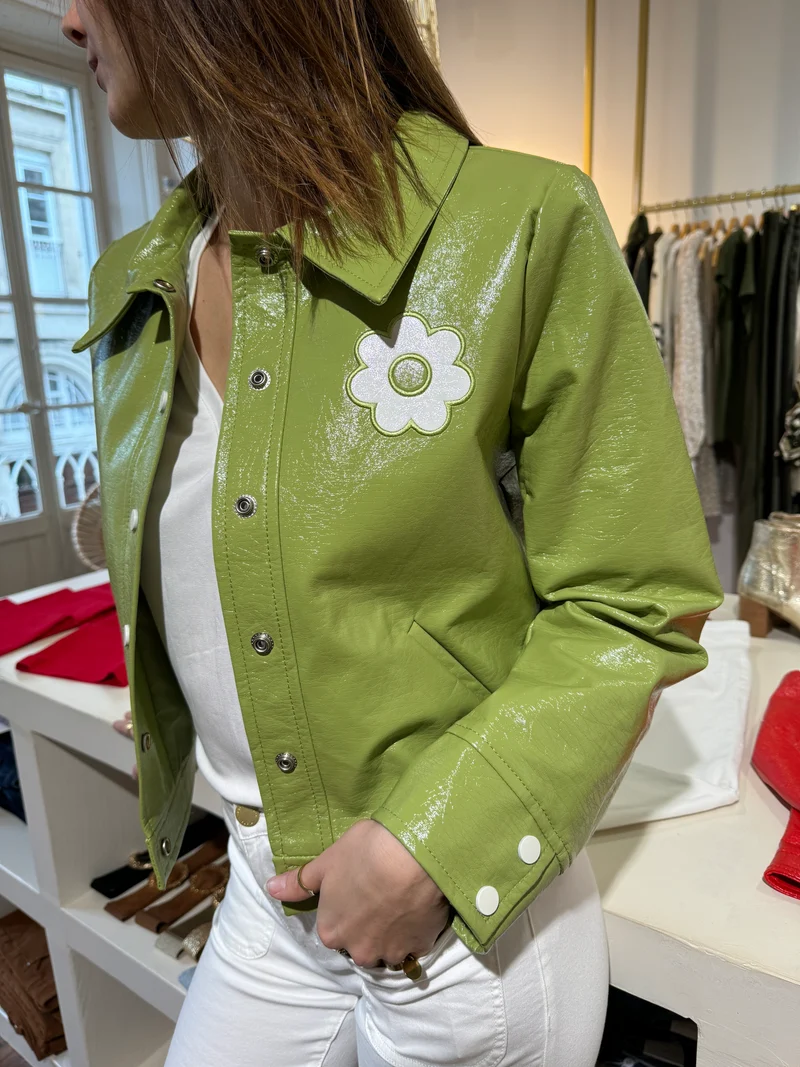 Veste vinyle verte pomme DAISY Hippocampe
