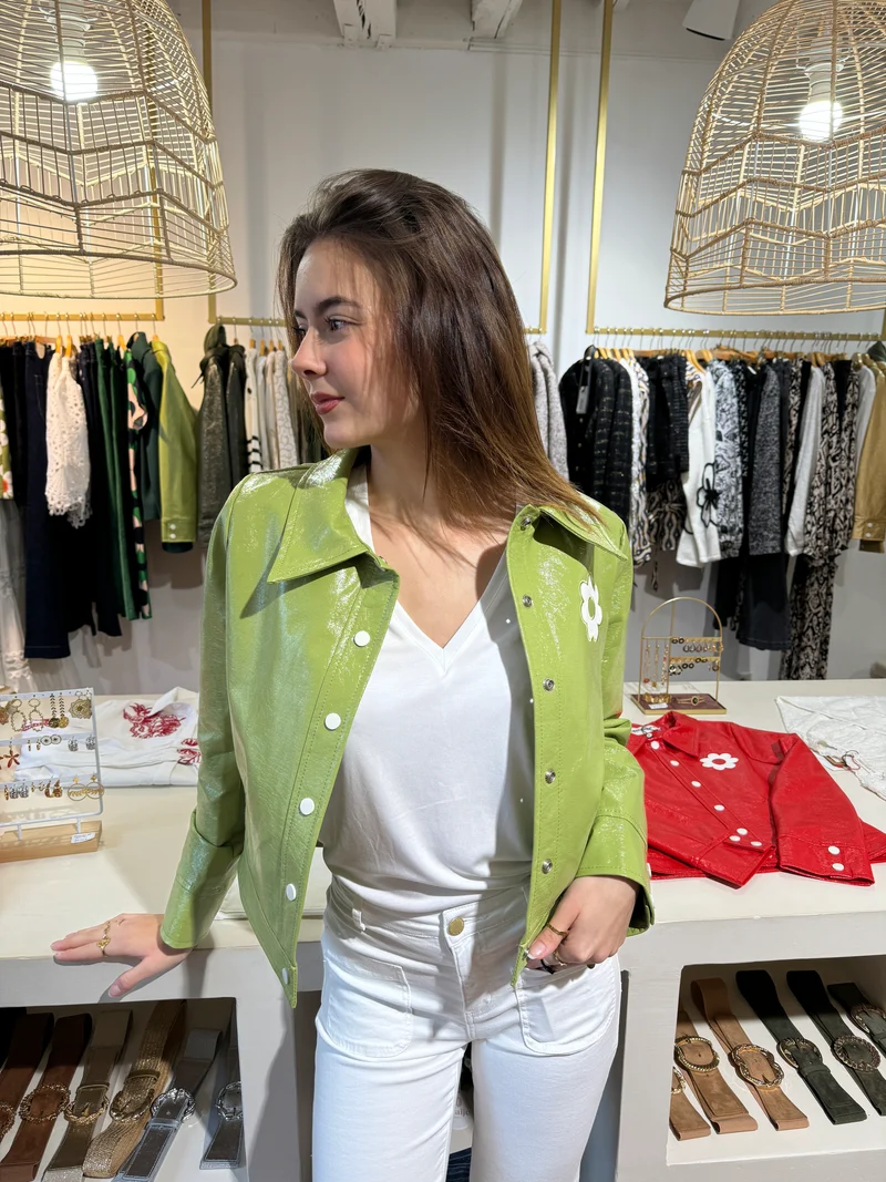 Veste vinyle verte pomme DAISY Hippocampe
