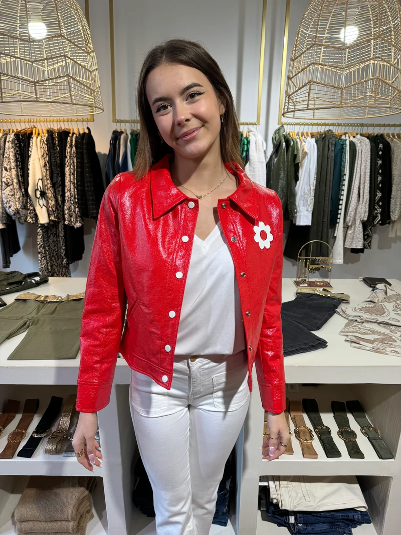 Veste vinyle rouge DAISY Hippocampe