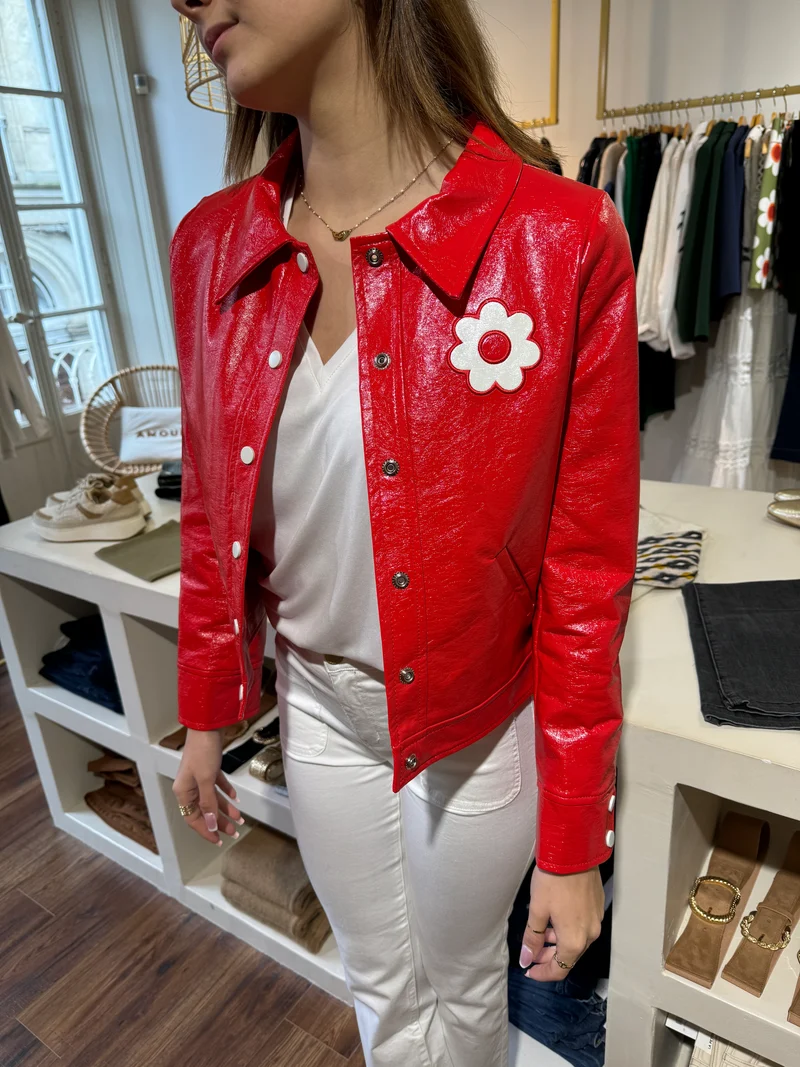 Veste vinyle rouge DAISY Hippocampe