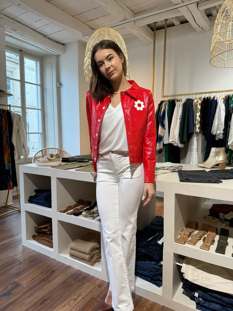 Veste vinyle rouge DAISY Hippocampe