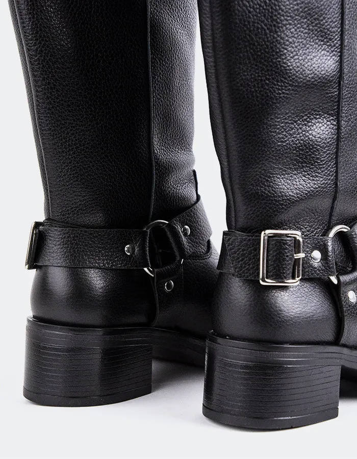 Biamary Black Leather