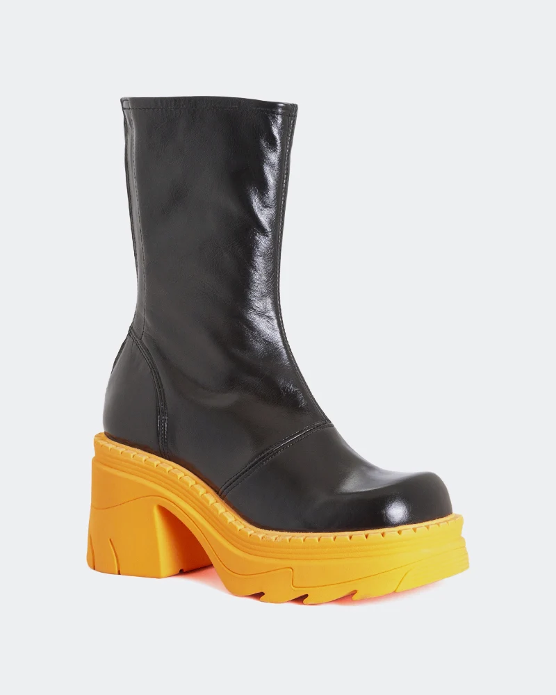 Grover Black Leather Orange Sole