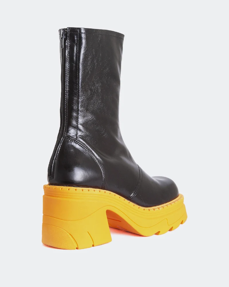 Grover Black Leather Orange Sole