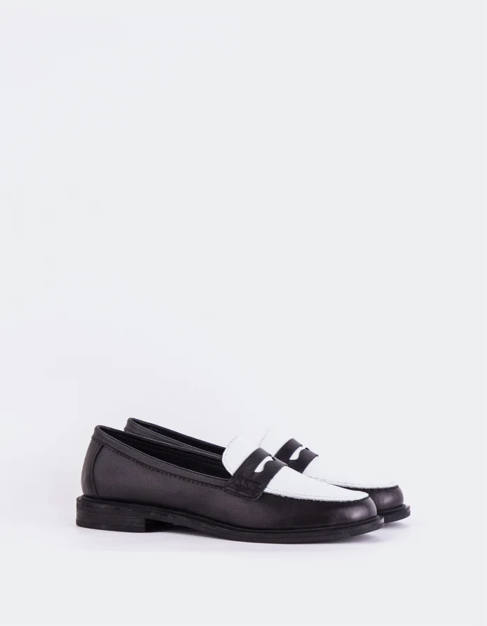 Safiya White/Black Leather
