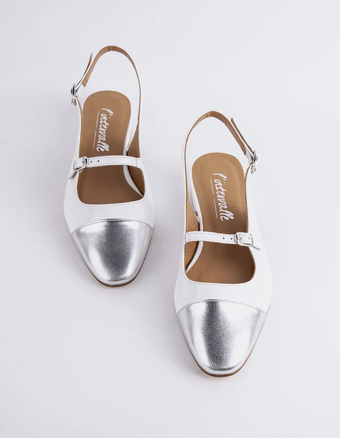 Dolly White/Silver Leather
