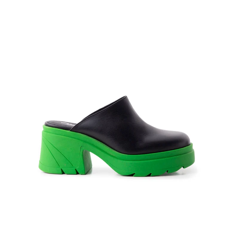 Silla Black/Green Leather