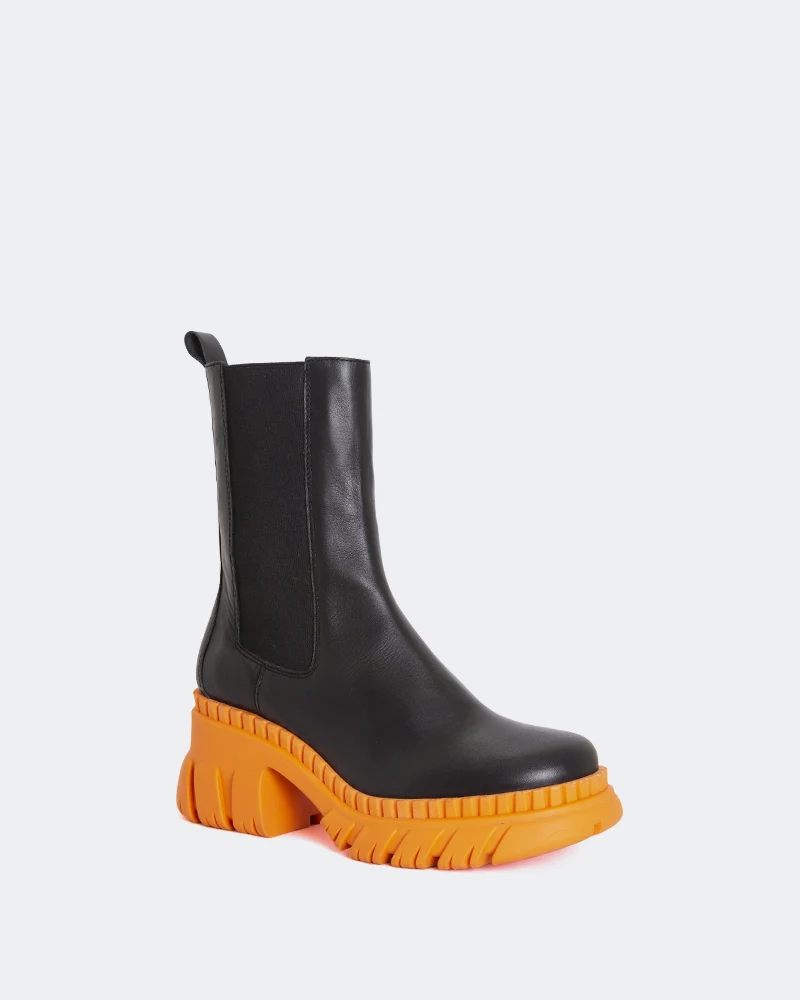 Rico Black Leather Orange Sole