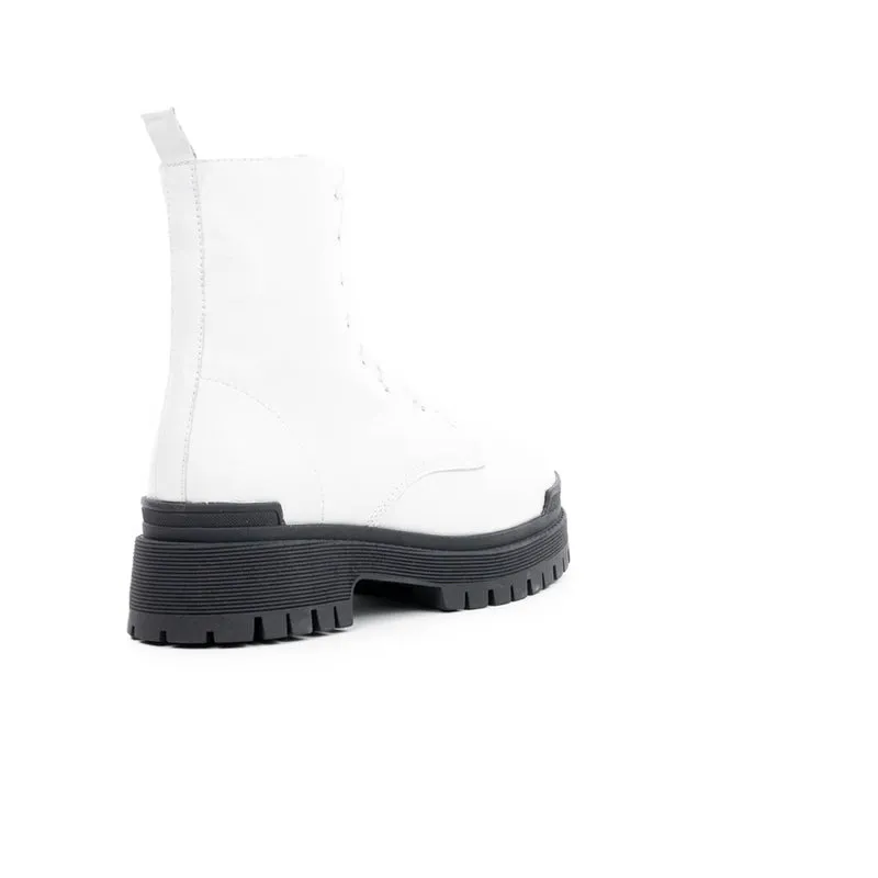 Langport White Leather/Black Sole