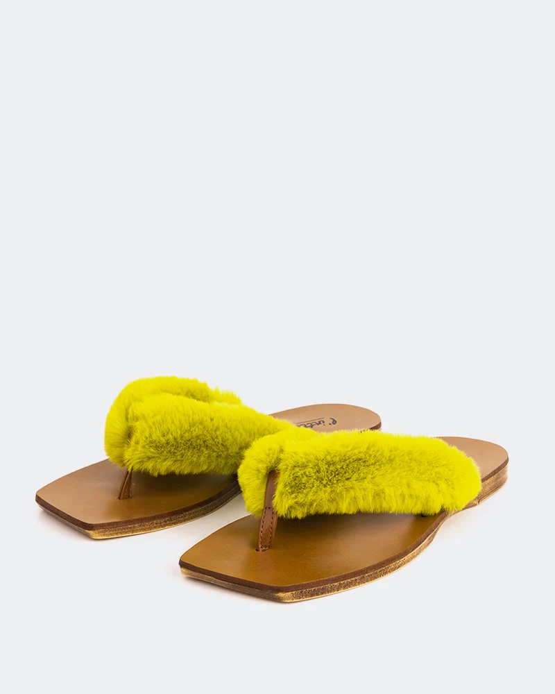 Madras Lime Faux Fur