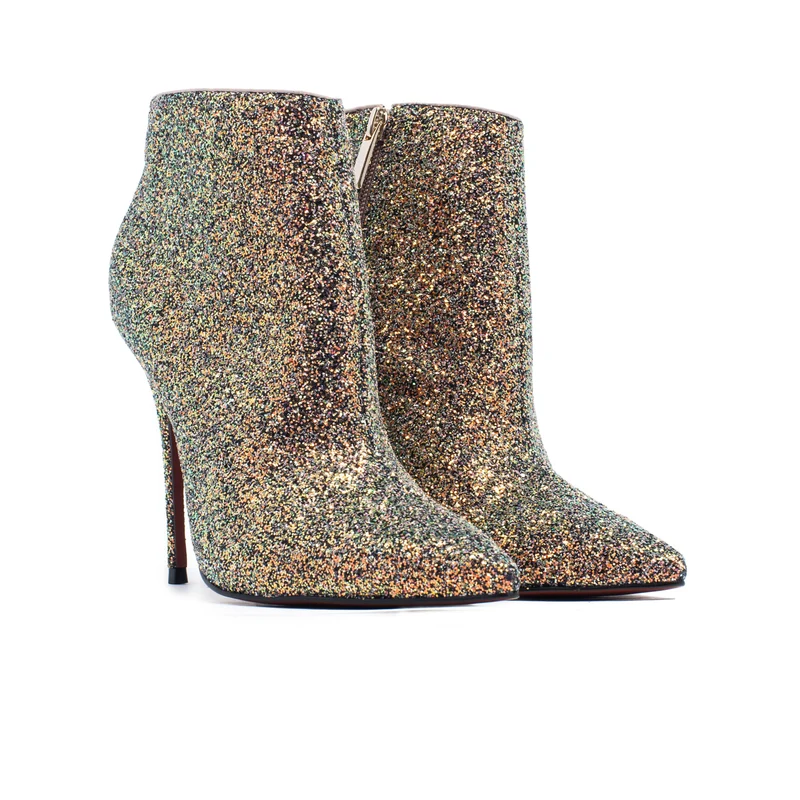 Lucia Champagne Glitter Ankle Boots