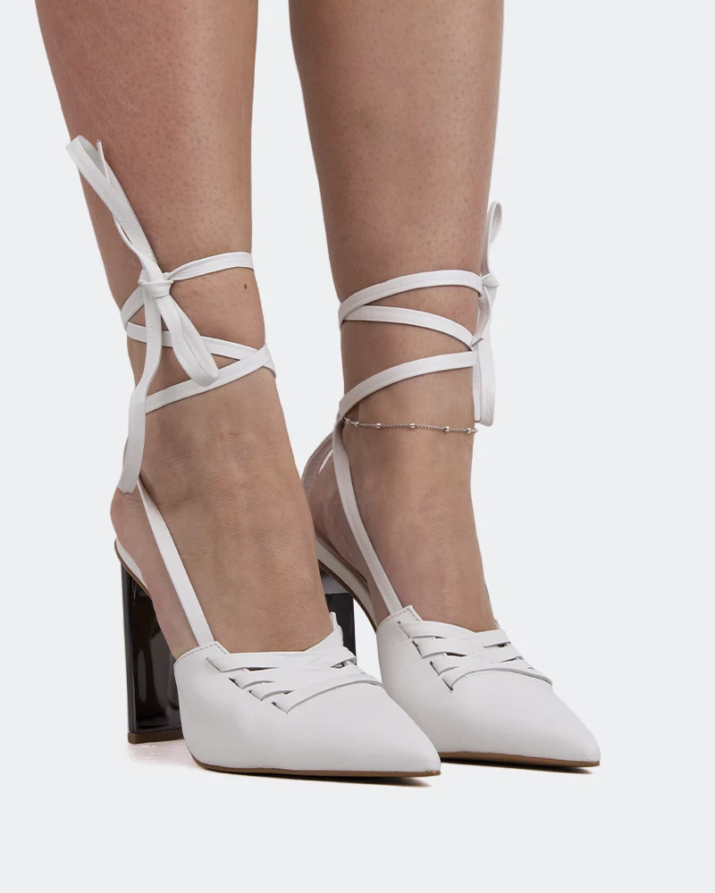 Amos White Leather